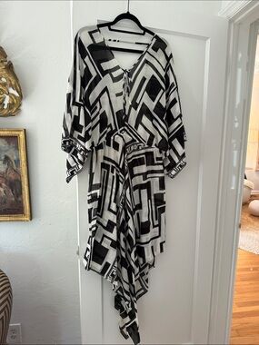 Emilio Pucci Black and White Geometric Swim Coverup
